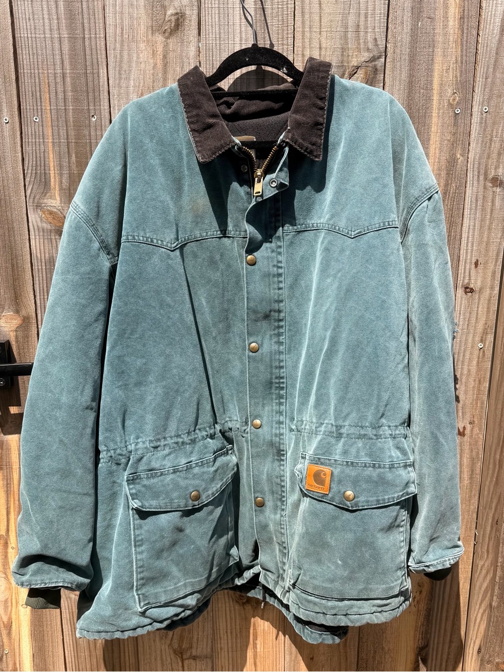 Vintage 1999 Carhartt Moss Green Canvas Chore Jacket Blanket Lined Men’s Size 4X